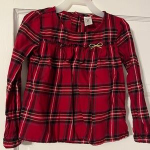 Carters 4T top bow gold red black green holiday Christmas shirt long sleeve